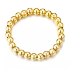 7-11" 6/8/10mm Men/Women's Handmade Silver Gold Beads Stainless steel Bracelet