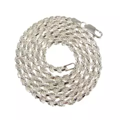 3MM Solid 925 Sterling Silver Italian DIAMOND CUT ROPE CHAIN Necklace Italy