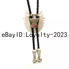 Mens BOLO Tie Vintage China Dragon Wedding Necklace Alloy PU Rope Western Cowboy