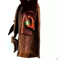 Saddle Bag Style Mountain Man Possibles Bag, Glass Bead Adornments, Latigo Leath