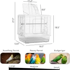 Brand New Stainless Steel, White & Acrylic ASSEMBLED Birdcage for Small Birds!