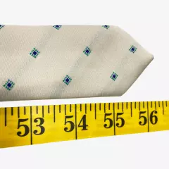 Michel Robichaud Ivory Blue Geometric Dot Silk Polyester Blend Tie Mens 3" x 56"