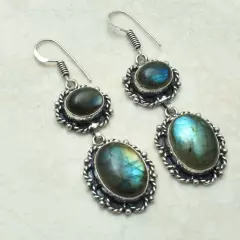 Labradorite Handmade Drop Dangle Earrings Jewelry Wedding Gift 2.08" AE-59323