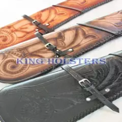 NEW Hand Tooled Rifle Scabbard Shotgun Sleeve Genuine Leather Western Hard Case