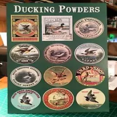 REPRODUCTION Ducking Powders Labels Standing Die Cut