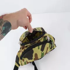 Vtg 90s Streetwear Distressed Camouflage Festival Fanny Pack Belted Waist Bag