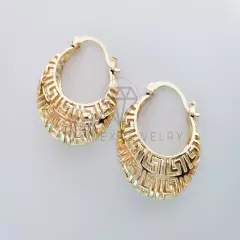 18K Basket Greek Earrings Aretes de Canasta de Grecas Diseñador Oro Laminado 18K