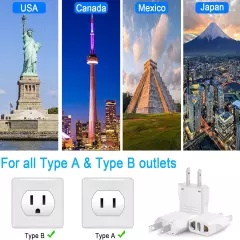 6 Pack European to US Plug Adapter, Plug Adapter European to American, EU to US