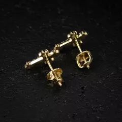 Small Gold Plated Men's Sterling Silver Iced Cross Stud Screw Back Earrings