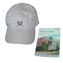 MEN'S LARGE NAVY PGA TOUR POLO GOLF SHIRT & CAP BUNDLE WITH USGA RULE BOOK