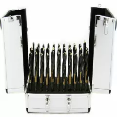 33 PC LARGE SIZE SIZED STEEL METAL SILVER AND DEMING TOOL DRILL BIT SET DEMMING 