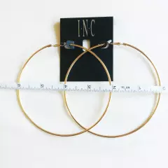 INC International Concepts Gold-Tone Extra-Large 4" Thin Hoop Earrings 100mm