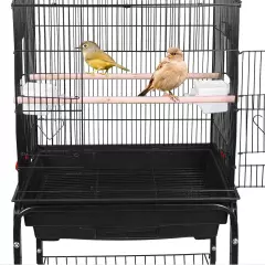 59.3 Inch Medium Pet Bird Cage with Detachable Rolling Wrought Iron Stand for Co