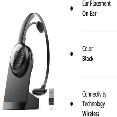 Wireless Headset for Computer, Bluetooth Headset with Noise Cancelling Microphon