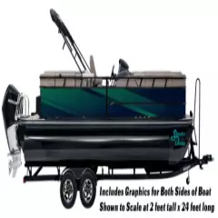 Teal Blue Gradient Stripe Graphic Kit Decal Fishing Boat Wrap Pontoon Vinyl