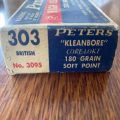 Old Peter’s 303 British Core-Lokt Shell Bullet Box DuPont Remington Arms CT