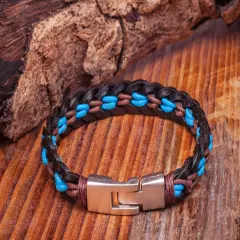 Men's Surfer Metal Clasp wide Leather Wrap Bracelet Wristband Cuff For Women