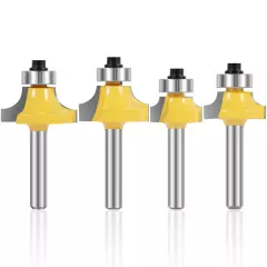 4Pcs 1/4" Shank Roundover Router Bit Set Corner Edging Router Bit Woodworkingφ