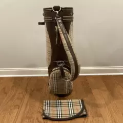 True VTG Genuine Burberry Nova Check Archive Golf Bag w/ Rain Cover (See Photos)