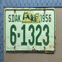 1956 South Dakota license plate 6-1323 Brookings Mount Rushmore 16488