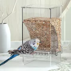 No Mess Bird Feeder Water Dispenser Set, Automatic Parrot Cage Blue 