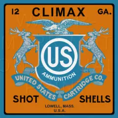 Reproduced Vintage U.S. Ammo Climax Shell Box Label on Graphic Canvas