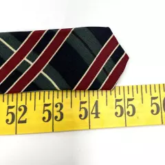 Alfred Sung Red Green Navy Blue Regimental Striped Repp Silk Tie 2.8" x 55"