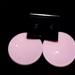 Vintage HUGE 1980s Pink White Plastic 3" Boutique Dangle Pierced Earrings