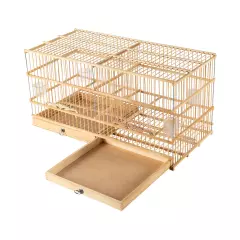 22.8" Bamboo Bird Cage Large Bird Flight Cage Made of Wood with Stand &Tray