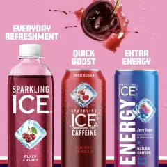 +Caffeine Cherry Vanilla Sparkling Water with Caffeine Zero Sugar with Antiox...