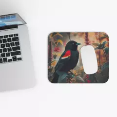 Mouse Pad (Rectangle) Red Winged Blackbird in Natural Environment Design 3