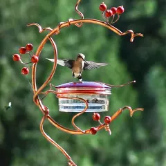 Bowl Shape Courtyard Bird Feeder Red Berries Hummingbird Feeder +Feeder Hook New