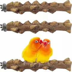 Bird Perch Nature Wood Prickly Parrot Stand Toy Branch Platform Paw Gri