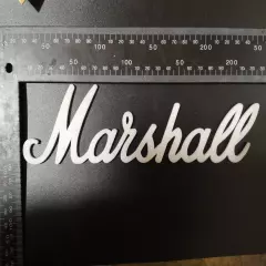 Logo white Marshall amp guitars Emblem 240 mm = 9.5 inch or any size