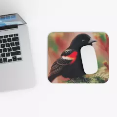 Mouse Pad (Rectangle) Red Winged Blackbird in Natural Environment Design 6