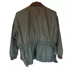 Spinging Teal Weather Coat -- Olive with Brown Distressed Leather Size XL