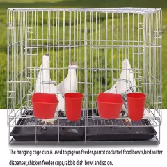 Cage Cups Birds Feeders Seed Bowl Chicken Feeding Watering 10PCS Red, Red 