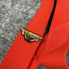 Vintage L. L. Bean Button Style Leather Connectors Red Suspenders Scovill Red