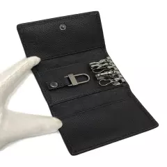 Dunhill AD monogram Black Leather Key Holder Wallet/Key Case