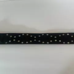 Studded Canvas Women’s Belt Silver Floral Buckle Black Size 32