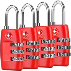 TSA Luggage Locks (4Pack) - 3 Digit Combination Padlocks - Approved Travel Lock 