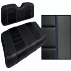 Golf Cart Custom Seat Covers Carbon Fiber Black and Royal Blue EZGO TXT 2014+