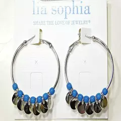 Beautiful Lia Sophia "JAMBOREE" Hoop Pierced Earrings, 1-5/8" Diameter, NWT