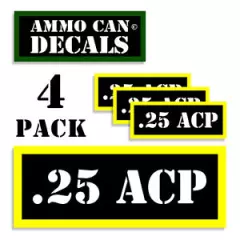 25 ACP Ammo Can Labels Auto Pistol Ammo Can Decals Vinyl Stickers 3" 4 pack BLYW