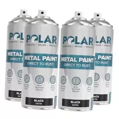 Polar Satin Black Direct to Rust Spray Paint 13.5 Fl Oz (Pack of 4) SATIN BLACK