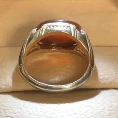 Agate Ring Men Silver 925,Yemen,Aqeeq,,Rare,,Luxuryخاتم عقيق يمني كبدي مصور