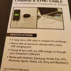 Travelocity Micro Charge Sync Cable 4 ft