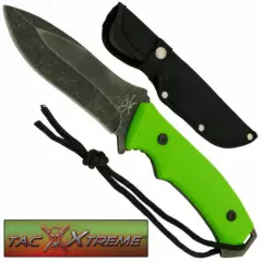 9" Zombified Green Stonewashed Blade Full Tang Knife Camping Hunting Knife