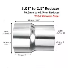 3 Inch to 2.5 Inch OD Stainless Standard Exhaust Pipe Connector Adapter4037