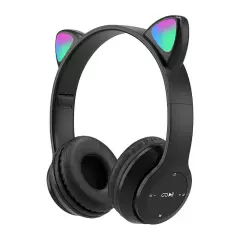 Bluetooth 5.0 Cat Rabbit Ear Headsets LED Mic Wireless Headphones for Kids Girls